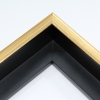 This  gold canvas floater frame has a flat face (almost 3/4 " wide) with golden sides.

1-5/8" rabbet depth: ideal for 1-1/2" to 1-5/8" gallery wrapped canvas of medium or large size. This frame looks equally striking bordering oil or acrylic paint prints and photographic prints.
