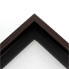 Elegant 1" floater frame. This deep brown floater frame has a slightly rounded profile. The dark chocolate brown face, and profile, have a grained texture and the black interior has a satin finish.